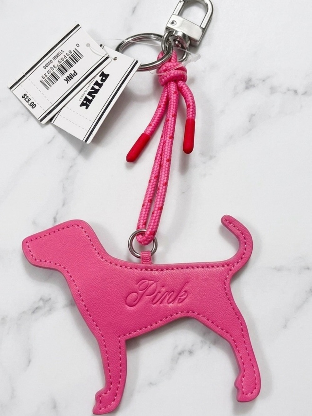 PINK CORDED DOG KEYCHAIN CHARM